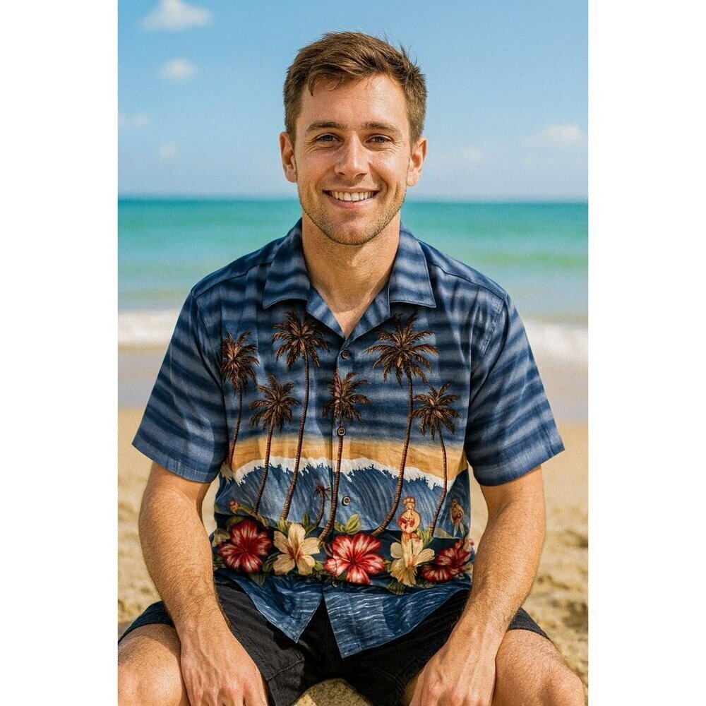 Vintage Bill Blass Hawaiian Button Up Short Sleeve Shirt Medium